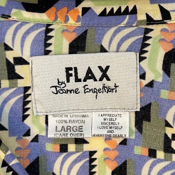 FLAX  by Jeanne Englehart Geometric Short Sleeve Jumpsuit  Large - Picture 7 of 8